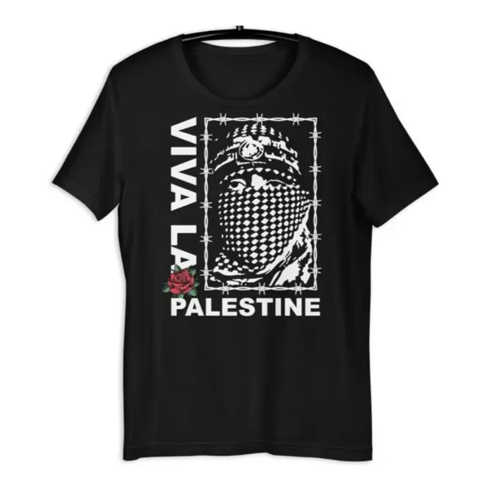 Palestine unisexe noir T-shirt Gaza T-shirt personnage graphique imprimé T-shirt Slogan imprimé t-sh