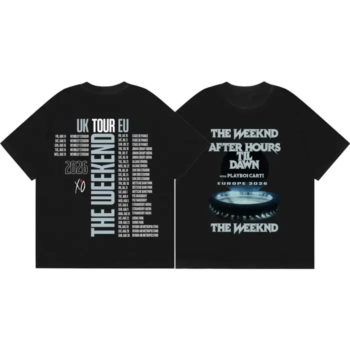 T-shirt The Weeknd After Hours Til Dawn Tour 2026 pour hommes et femmes, vêtements d'été en coton Y2