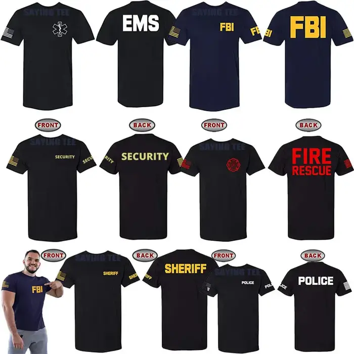 T-Shirt de sécurité des forces de l'ordre-Police EMS FBI shérif de sauvetage incendie