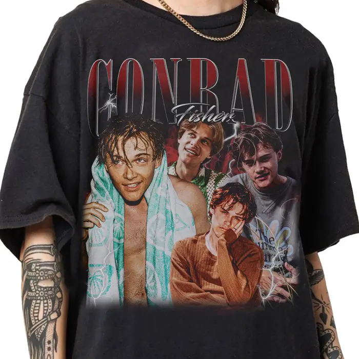 Vintage années 90 Bootleg Style Conrad Fisher T-Shirt Rétro Conrad Fisher Surdimensionné Y2k T-shirt