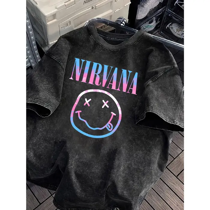 T-shirt vintage délavé Nirvana Rock Band pour hommes et femmes