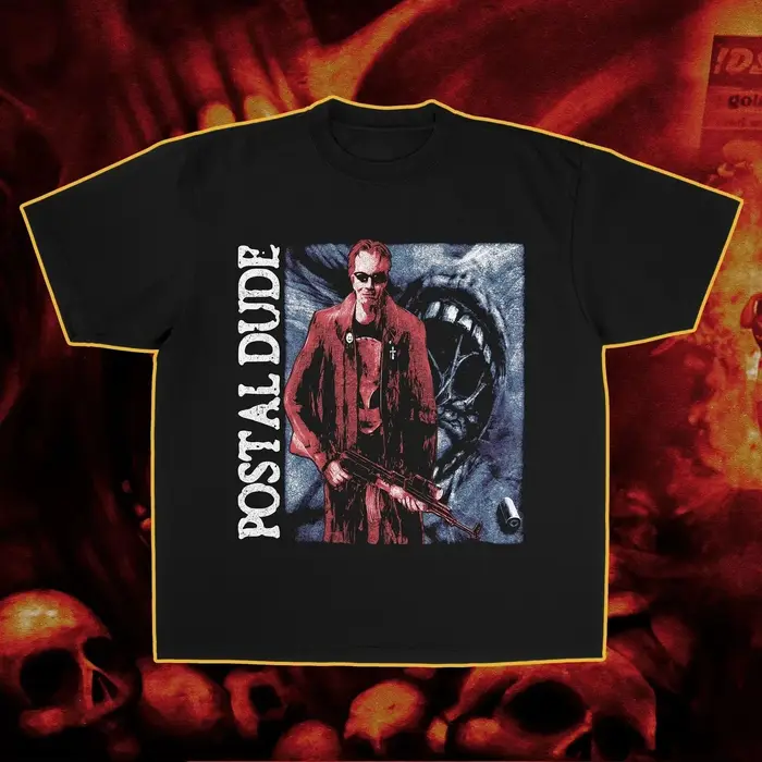 T-shirt humoristique à motif graphique Postal Dude, t-shirt de jeu, t-shirt Postal Dude Weapons, col