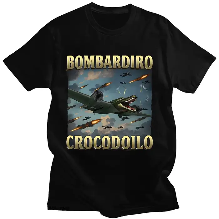 Bombardiro Crocodile drôle cerveau confort t-shirts bizarre Meme t-shirts hommes femmes Harajuku mod