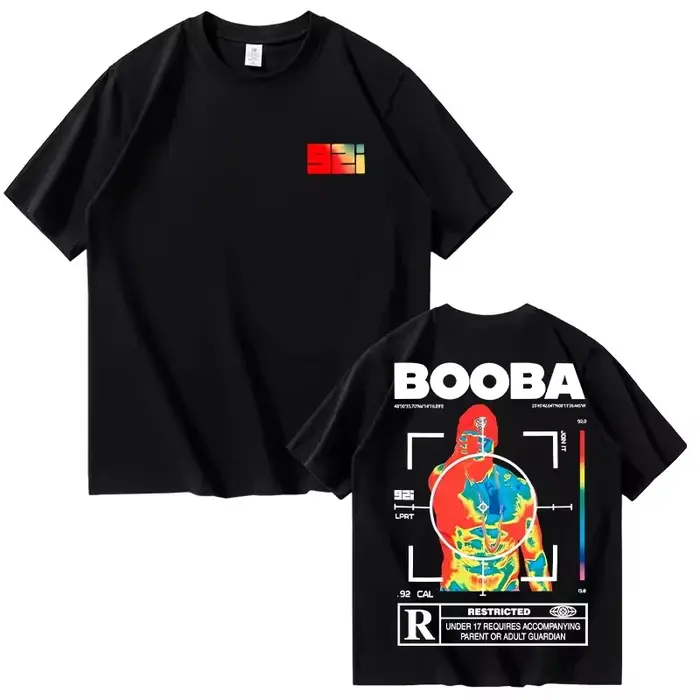 B2O T-shirts hommes mode BOOBA imprimé à manches courtes t-shirt femmes décontracté Harajuku Streetwear