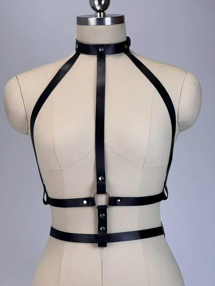 Ceinture de mode style urbain, harnais de poitrine, bretelles pour femme, ceinture en cuir punk rock