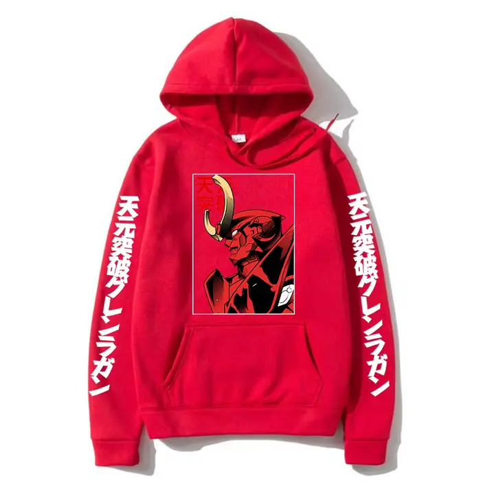 Anime Tengen Toppa Gurren Lagann Mecha sweat à capuche imprimé graphique hommes sweat à capuche ampl