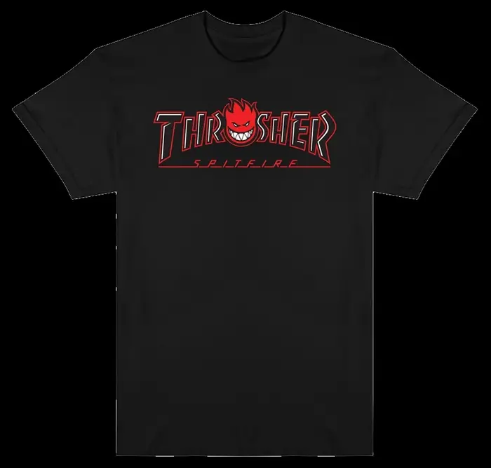 T-shirt en coton avec image graphique de la marque Thrash & Burn Skateboard Magazine Street Trends