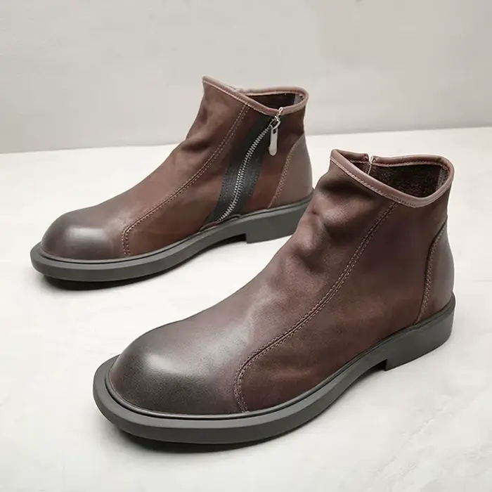 Printemps automne chaussures en cuir véritable hommes Chelsea bottes marque de mode