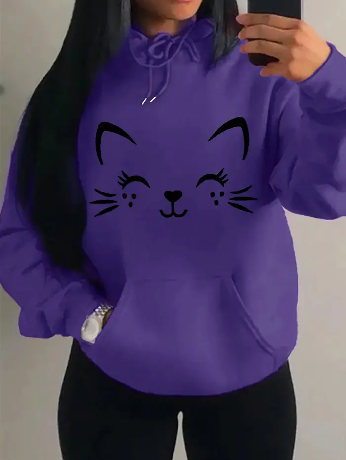 Simple mot chat motif heureux femmes sweats à capuche mode décontracté Streetwear personnalité Hip Hop sweat