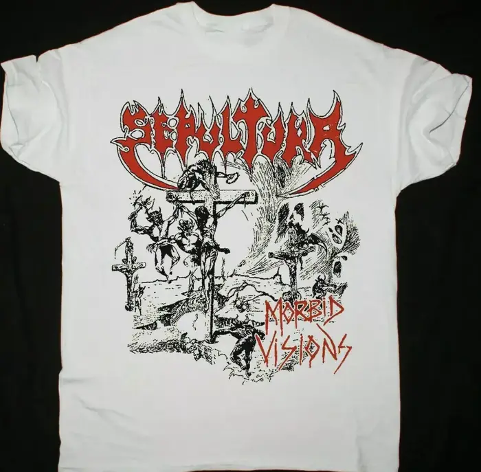 SEPULTURA MORBID VISIONS T-shirt blanc en coton à manches courtes pour hommes