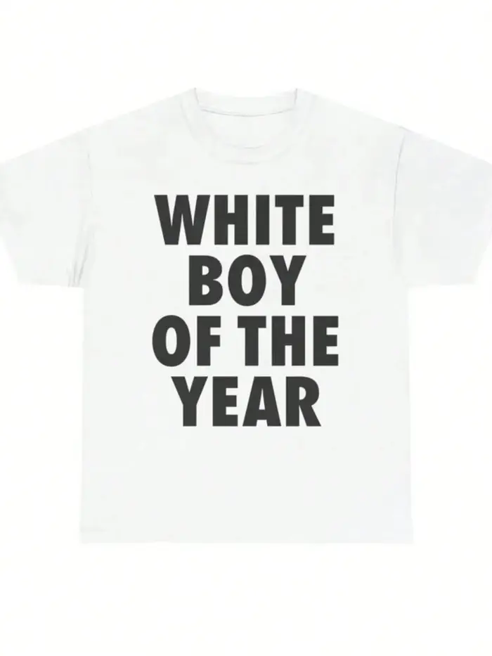 T-shirts WHITE BOY OF THE YEAR – Style Rétro Décontracté Streetwear Vintage, T-shirt Ample à Imprimé