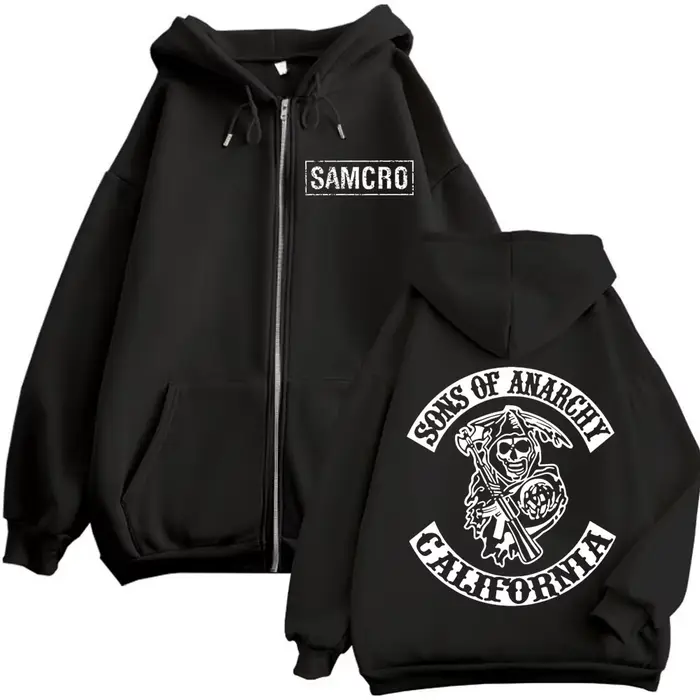 Sons of Anarchy – sweat à capuche avec fermeture éclair imprimée Double face pour hommes et femmes, 
