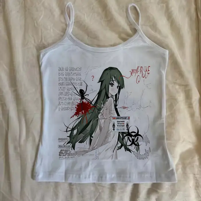 Rock Goth Mode Streetwear Punk Femmes Gilet Hiphop Harajuku Lettre Imprimé Rétro Mince Haut Court Ha