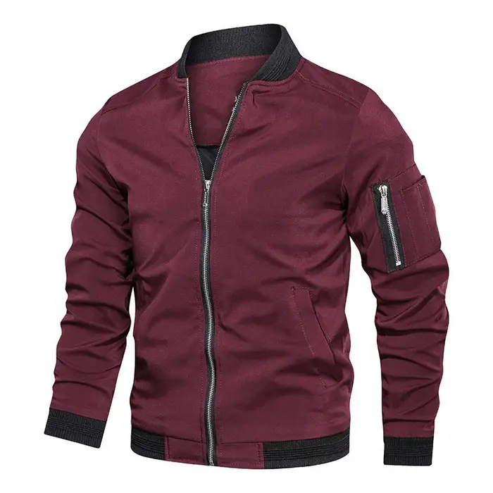 Veste bombardier légère et décontractée pour homme, coupe-vent de sport, manteau à fermeture éclair 