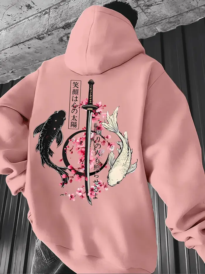 Sweat-shirt à capuche en molleton imprimé pour homme