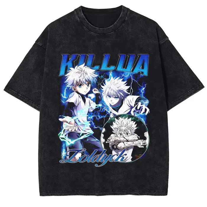 HUNTER × HUNTER Manga T-shirt graphique Chrollo Lucilfer imprimé lavé surdimensionné T-shirt hommes femmes vêtements coton à manches courtes t-shirts