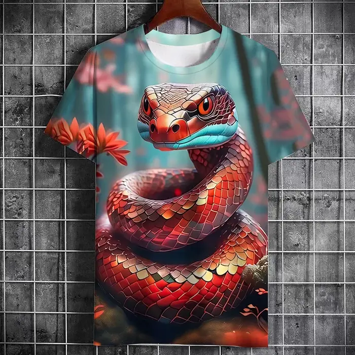 T-shirts graphiques serpent, imprimé animal 3D, homme femme, manches courtes, streetwear, oversize, 