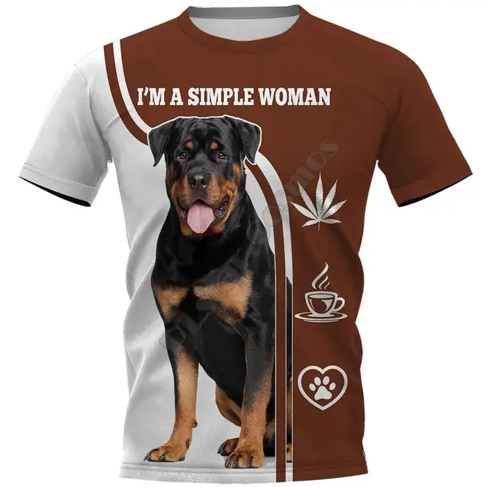 Rottweiler 3D imprimé T-shirts femmes pour hommes été