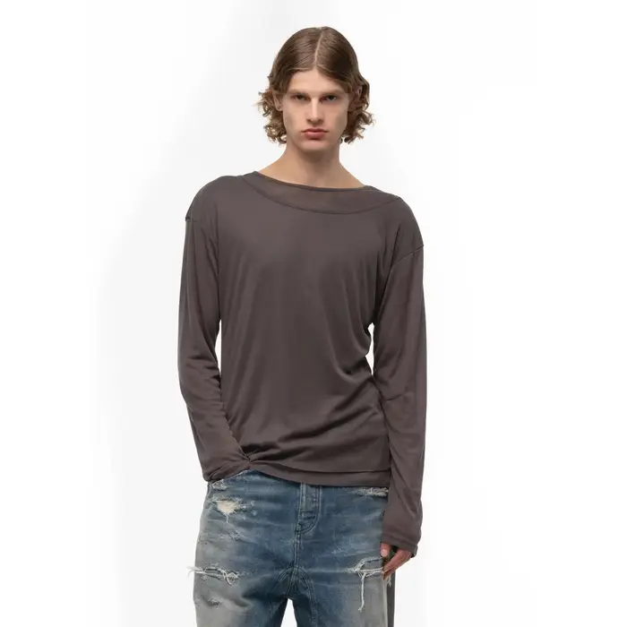 T-shirt pour homme Nofaith Studios à manches longues double couche marron - Qualité supérieure