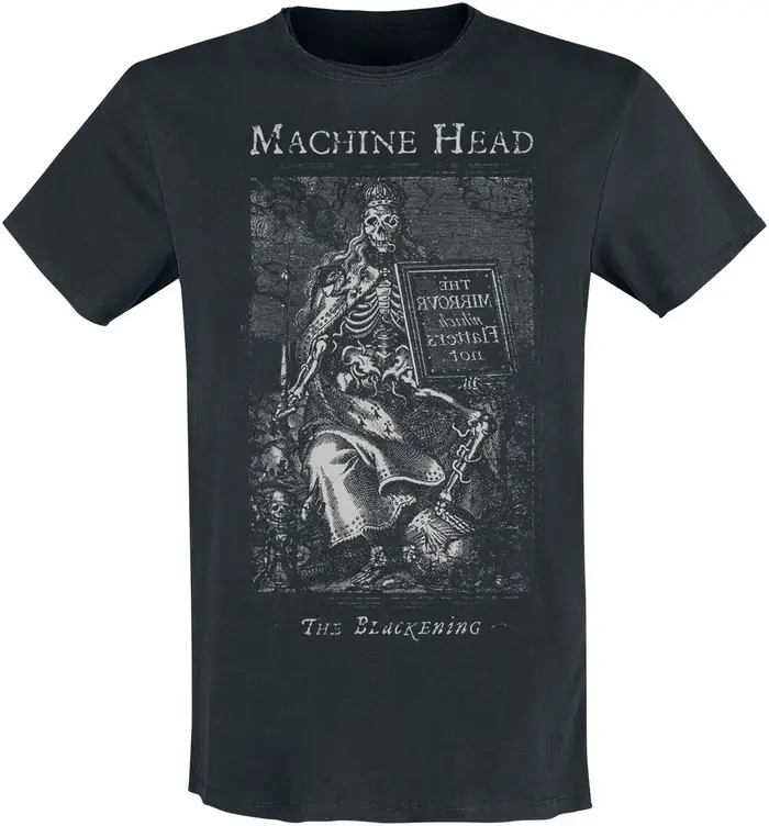 T-shirt en coton imprimé Machine Head The Blackening Skeleton King, style Thrash Metal, streetwear u