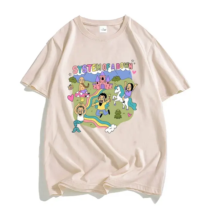 Système d'un groupe vers le bas T-shirt femmes dessin animé graphique T-shirt Rock musique t-shirts 