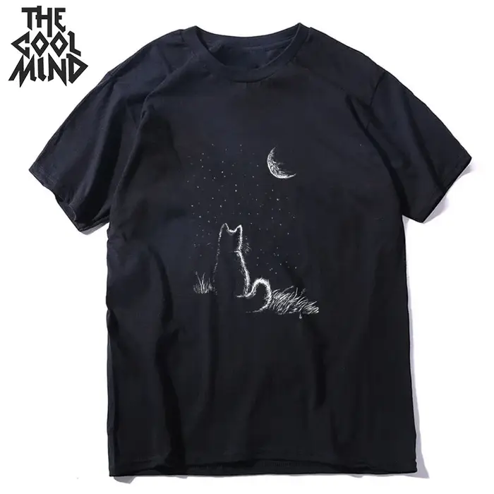 COOLMIND 100% coton décontracté à manches courtes impression drôle hommes t-shirt été cravate ample 