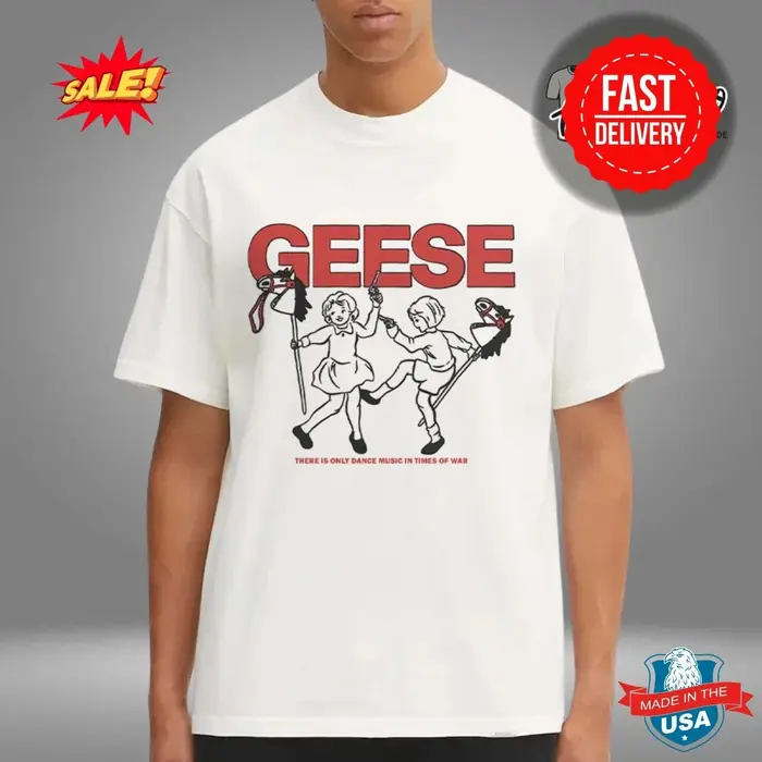 T-shirt Goose Band « Only Dance During War » avec motif imprimé en pur coton, adapté aux hommes et à