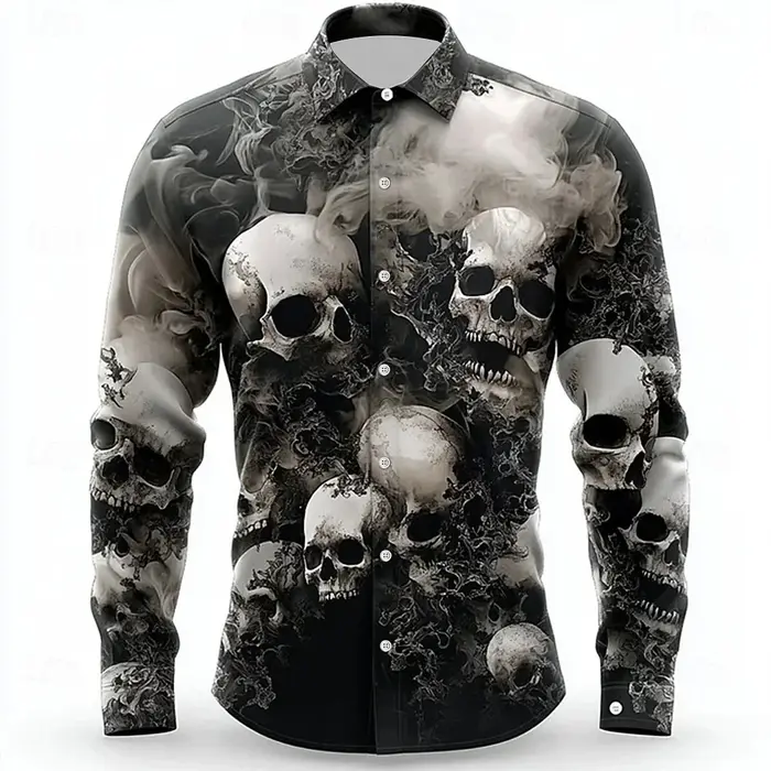Chemise à imprimé tête de mort pour hommes