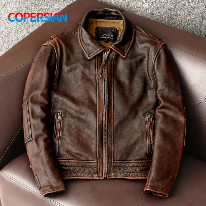 Veste en cuir à queue d'hirondelle pour hommes