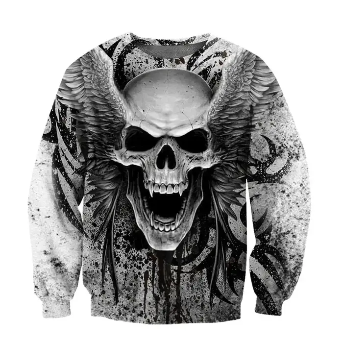 Sweat à capuche de luxe imprimé tête de mort pour hommes