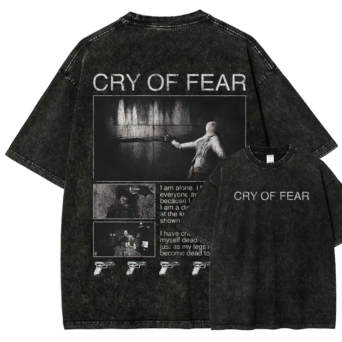 Cry of Fear – T-shirt délavé, nouveau modèle, vêtements surdimensionnés pour les amateurs d'anime, v