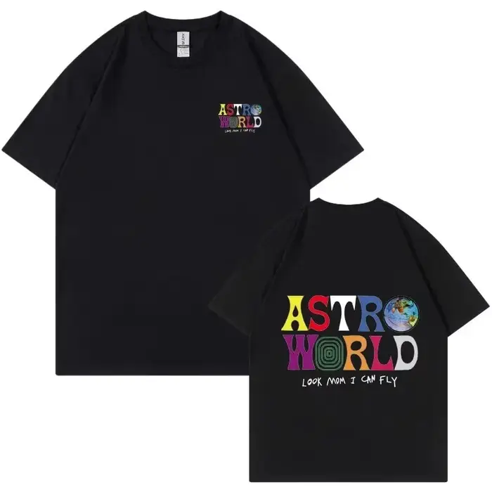 T-shirt ASTROWORLD 2026 – Look « Mom I Can Fly » – Hauts imprimés pour hommes et femmes – T-shirts en coton imprimés Hip Hop confortables et décontractés