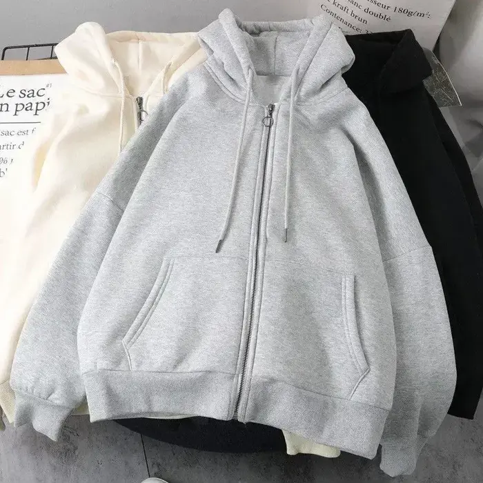 Harajuku Y2K nouveau polaire épaissi Goth imprimé sweat à capuche avec fermeture éclair femmes rue H