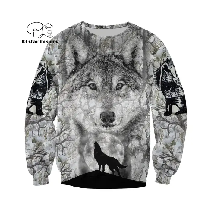 Sweats à capuche College loup 3D pour hommes