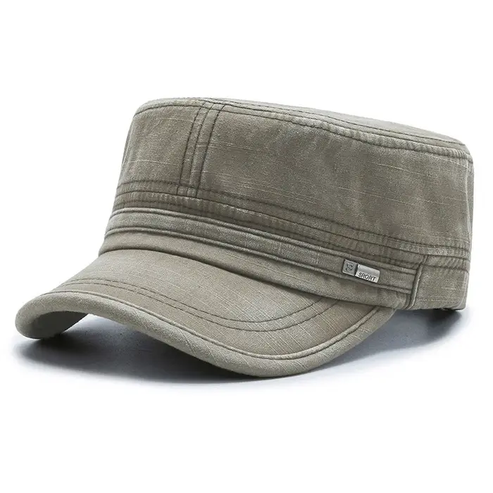 Casquette militaire plate en coton lavé pour hommes et femmes, casquette de l'armée des cadets, chap