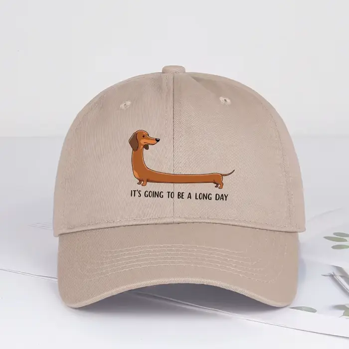 Casquette de baseball imprimée Fun Dachshund « Long Day » – Réglable, protection solaire, style stre