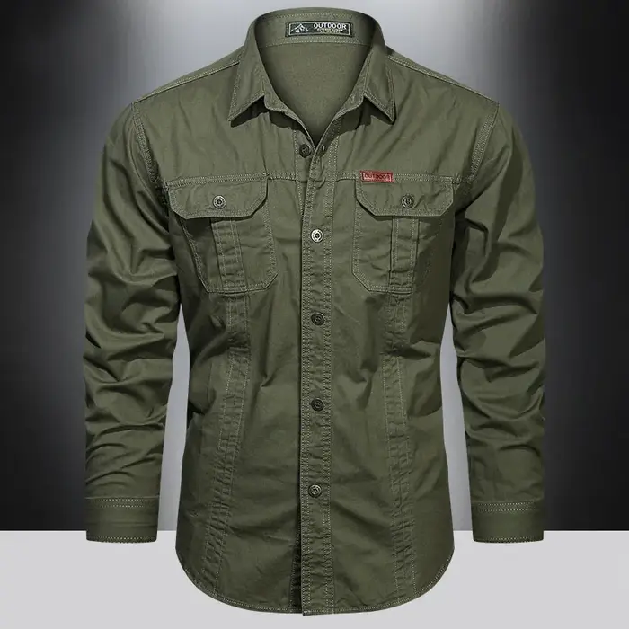 Chemise Cargo à manches longues pour hommes, chemises décontractées en coton, de haute qualité, surc