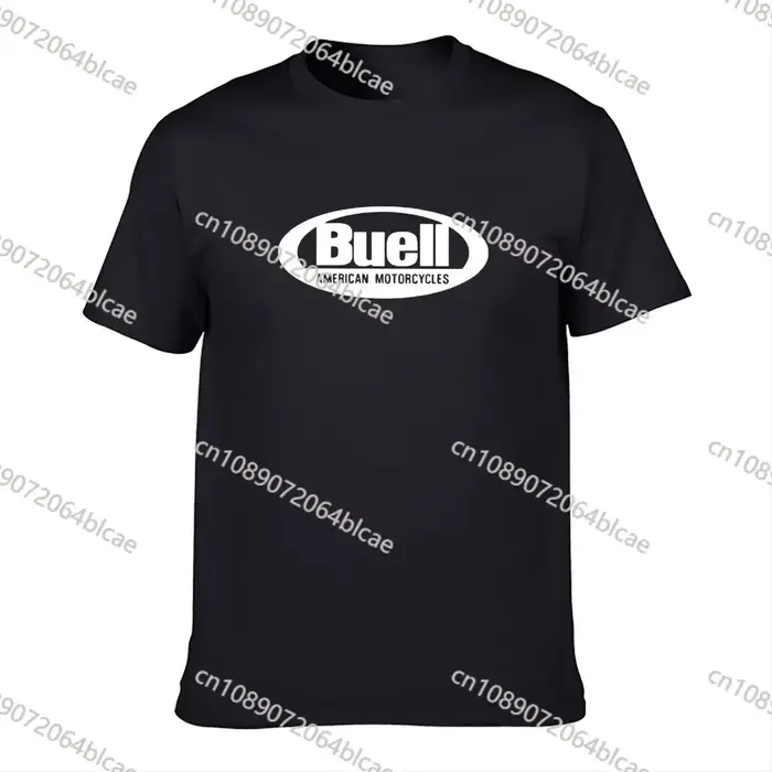 T-shirt manches courtes homme noir, estival et de marque, en coton, avec logo BUELL 73Inboulon Racin