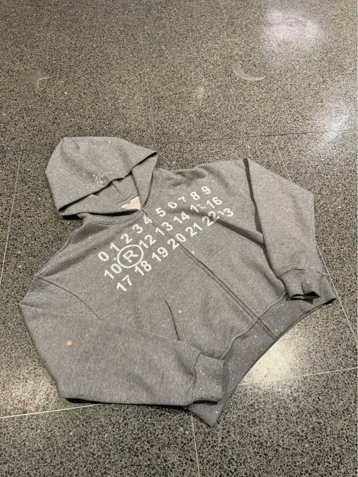 Nouveau sweat à capuche zippé imprimé numérique ciel étoilé diamanté style American High Street pour l'automne 2026