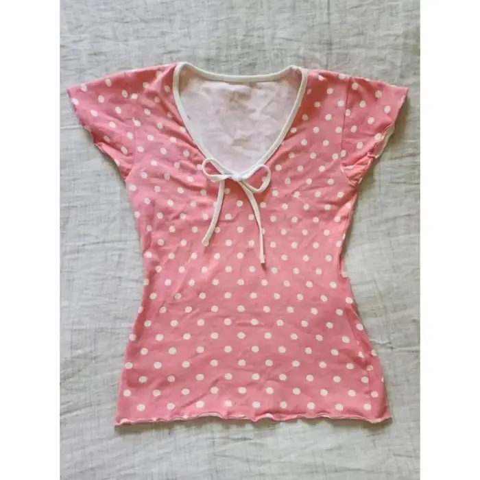 Américain Vintage Hottie t-shirts rétro sous-culture à pois T-shirt nœud conception à manches courte