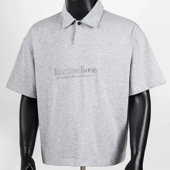 T-shirts d'été streetwear à manches courtes, col à revers, demi-boutonnage, avec logo lettre brodé, 