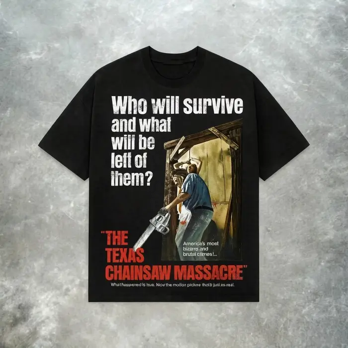 T-shirt « Texas Chainsaw Massacre » - Style classique d'horreur, version rouge Fexx Summer pour homm