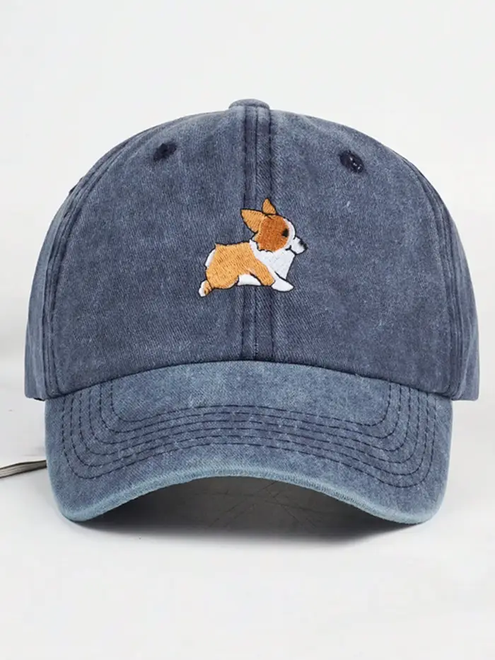Casquette de baseball brodée corgi pour hommes et femmes