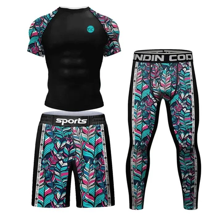 Nouveau Grappling Jiu Jitsu MMA T-shirt + pantalon ensemble Rashguard pour hommes Bjj maillots de boxe Rash Guard MMA Shorts Boxeo vêtements de Sport