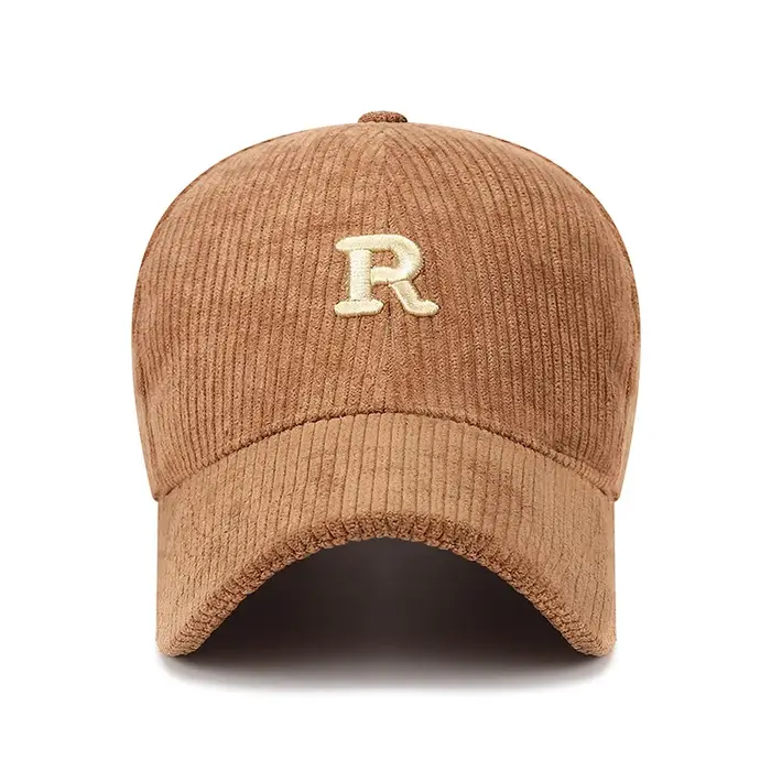 Casquette de baseball en velours côtelé FS Brown à grandes lettres pour hommes et femmes