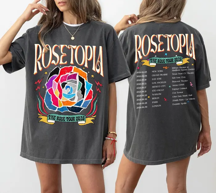 T-shirt The Rose Rosetopia 2026 World Tour, T-shirt Kpop The Rose, Nouveauté été 2026, T-shirt overs
