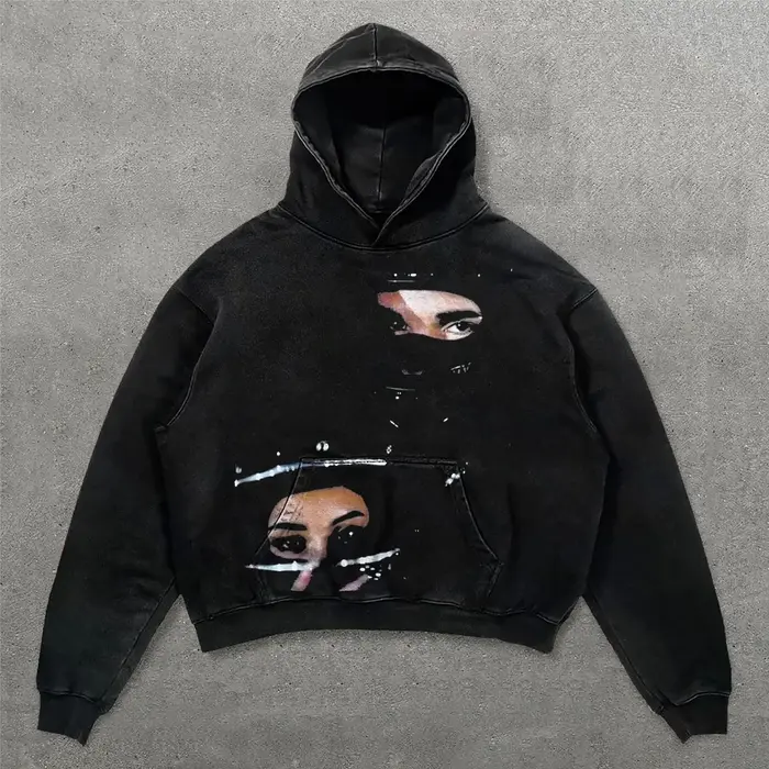 Sweat à capuche imprimé graphique Hip Hop pour hommes et femmes, sweat-shirt noir, veste pull, vêtem