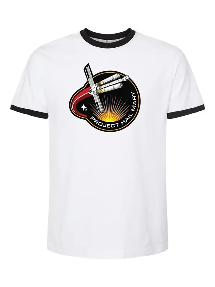 T-shirt Ringer Project Hail Mary avec Patch Mission, style Ryan Gosling, pour fans, Hommes et Femmes