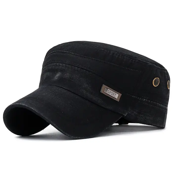 Casquettes militaires en coton lavé Vintage, casquette de Baseball à dessus plat, ajustable, plus ép