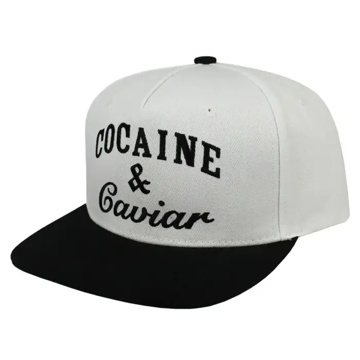 Casquette Snapback à 5 panneaux Cocains Caviar Hip Hop – Conception de broderie à bord plat, chapeau